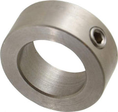 Climax Metal Products - 15/16" Bore, Stainless Steel, Set Screw Shaft Collar - 1-1/2" Outside Diam, 9/16" Wide - Exact Industrial Supply