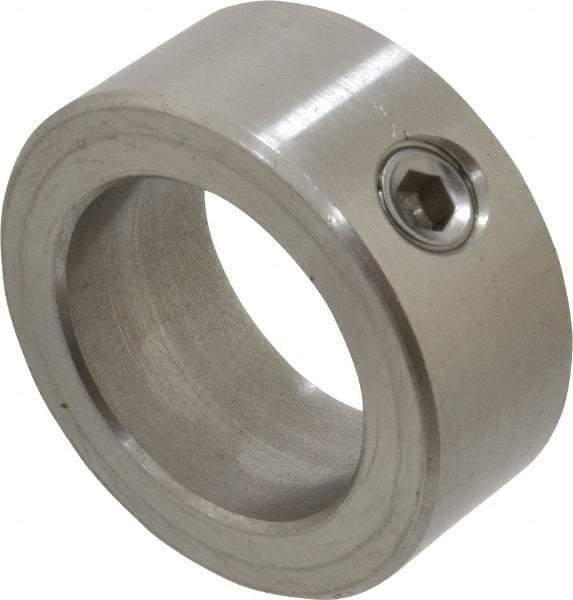 Climax Metal Products - 1" Bore, Stainless Steel, Set Screw Shaft Collar - 1-1/2" Outside Diam, 5/8" Wide - Exact Industrial Supply