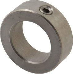 Climax Metal Products - 1-1/4" Bore, Stainless Steel, Set Screw Shaft Collar - 2" Outside Diam, 11/16" Wide - Exact Industrial Supply