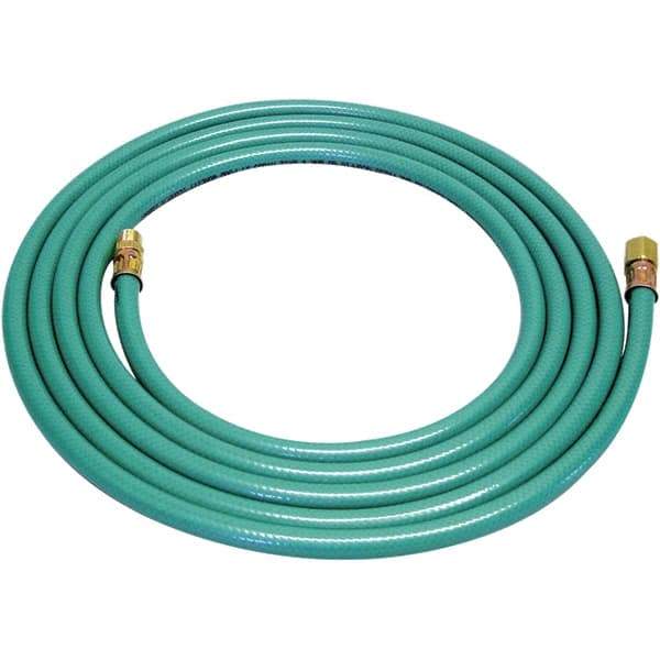 Dynabrade - 8mm ID x 12.7" OD 12' Long Multipurpose Air Hose - Male/Female Ends, 90 Working psi, Green - Exact Industrial Supply