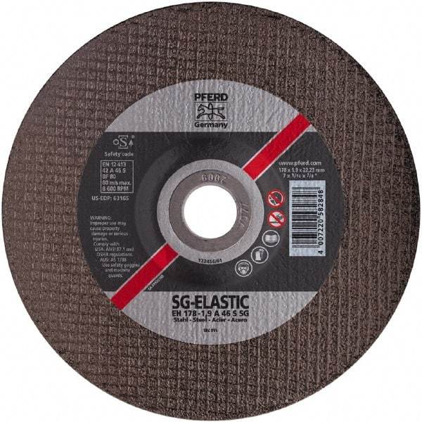 PFERD - 46 Grit, 4-1/2" Wheel Diam, 1/8" Wheel Thickness, Type 27 Depressed Center Wheel - Aluminum Oxide - Exact Industrial Supply