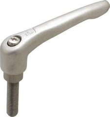 KIPP - M10 x 1.5, 16mm Hub Diam, Stainless Steel Threaded Stud Adjustable Clamping Handle - 40mm Stud Length, 91mm OAL, 54.5mm High - Exact Industrial Supply