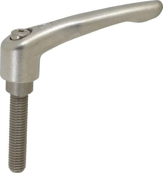 KIPP - 1/2-13, 3/4" Hub Diam, Stainless Steel Threaded Stud Adjustable Clamping Handle - 60mm Stud Length, 109mm OAL, 63mm High - Exact Industrial Supply