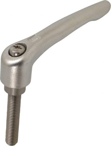 KIPP - M12 x 1.75, 3/4" Hub Diam, Stainless Steel Threaded Stud Adjustable Clamping Handle - 60mm Stud Length, 109mm OAL, 63mm High - Exact Industrial Supply