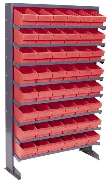 Quantum Storage - 400 Lb Capacity, 12" Deep x 36" Wide x 60" High, Steel Pick Rack - 1 Side, 48 Gray Polystyrene Bins - Exact Industrial Supply