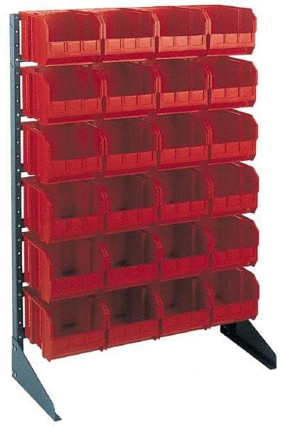 Quantum Storage - 250 Lb Capacity, 15" Deep x 36" Wide x 53" High, Steel Pick Rack - 1 Side, 66 Ivory Polyethylene/Polypropylene Bins - Exact Industrial Supply
