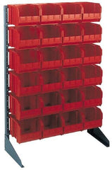 Quantum Storage - 250 Lb Capacity, 15" Deep x 36" Wide x 53" High, Steel Pick Rack - 1 Side, 46 Red Polyethylene/Polypropylene Bins - Exact Industrial Supply