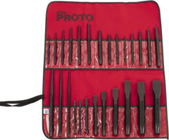 Proto - 26 Piece Punch & Chisel Set - 1/4 to 1-3/16" Chisel, 3/32 to 1/4" Punch, Hex Shank - Exact Industrial Supply