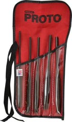 Proto - 5 Piece, 5/32 to 5/16", Pin Punch Set - Hex Shank, Steel, Comes in Tool Roll - Exact Industrial Supply