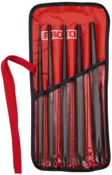 Proto - 5 Piece, 1/8 to 5/16", Drift Punch Set - Hex Shank, Steel, Comes in Tool Roll - Exact Industrial Supply