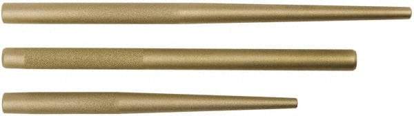 Proto - 3 Piece, 3/8 to 3/4", Drift Punch Set - Round Shank, Brass, Comes in Tool Roll - Exact Industrial Supply