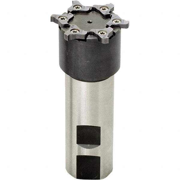 Iscar - Shank Connection, 1.968" Cutter Diam, 6 Tooth Indexable Slotting Cutter - 1-1/4" Shank Diam, TRIB Toolholder, TRI Insert, Right Hand Cutting Direction - Exact Industrial Supply