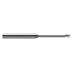 3/16″ Dia. × 3/16″ Shank × 9/32″ DOC × 3″ OAL, Carbide Uncoated, Stub , 3 Flute, Ballnose End Mill - Exact Industrial Supply