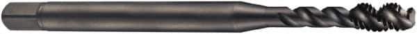 DORMER - M3x0.50 Metric Coarse 3 Flute 6H Bottoming Spiral Flute Tap - Cobalt, Oxide Finish, 56mm OAL, Right Hand Flute, Right Hand Thread, Series EX016H - Exact Industrial Supply