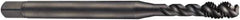 DORMER - M3x0.50 Metric Coarse 3 Flute 6H Bottoming Spiral Flute Tap - Cobalt, Oxide Finish, 56mm OAL, Right Hand Flute, Right Hand Thread, Series EX016H - Exact Industrial Supply