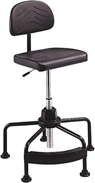 Safco - 17 to 35" High Industrial Chair - 25" Wide x 24" Deep, Polyurethane Seat, Black - Exact Industrial Supply