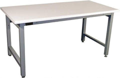 Proline - 60 Wide x 30" Deep x 36" High, Plastic Laminate Workbench - Adjustable Height Legs, Gray - Exact Industrial Supply