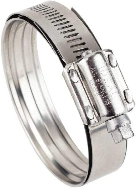 IDEAL TRIDON - SAE Size 512, 4-1/16 to 4-7/8" Diam, Stainless Steel Worm Drive Clamp - 5/8" Wide, Material Grade 300/410, Series 38215 - Exact Industrial Supply
