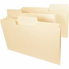 SMEAD - 14-5/8 x 9-1/2", Legal, Manila, File Folders with Top Tab - 14 Point Stock, Assorted Tab Cut Location - Exact Industrial Supply