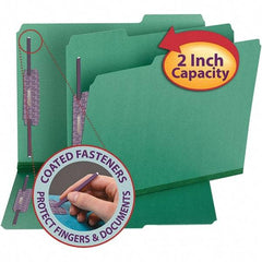SMEAD - 11-3/4 x 9-1/2", Letter Size, Green, File Folders with Top Tab - 23 Point Stock, Assorted Tab Cut Location - Exact Industrial Supply