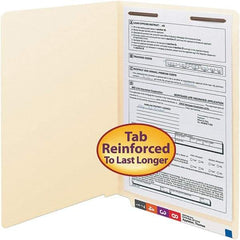 SMEAD - 15-1/4 x 9-1/2", Legal, Manila, File Folders with End Tab - 11 Point Stock, Straight Tab Cut Location - Exact Industrial Supply