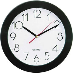 UNIVERSAL - 7-3/4 Inch Diameter, White Face, Dial Wall Clock - Analog Display, Black Case, Runs on AA Battery - Exact Industrial Supply