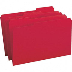 SMEAD - 14-5/8 x 9-1/2", Legal, Red, File Folders with Top Tab - 11 Point Stock, Assorted Tab Cut Location - Exact Industrial Supply