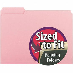 SMEAD - 11-5/8 x 9-3/16", Letter Size, Pink, File Folders with Top Tab - 11 Point Stock, 1/3 Tab Cut Location - Exact Industrial Supply