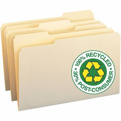 SMEAD - 14-5/8 x 9-1/2", Legal, Manila, File Folders with Top Tab - 11 Point Stock, Assorted Tab Cut Location - Exact Industrial Supply