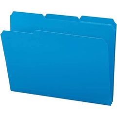 SMEAD - 11-5/8 x 9-1/2", Letter Size, Blue, File Folders with Top Tab - Assorted Tab Cut Location - Exact Industrial Supply