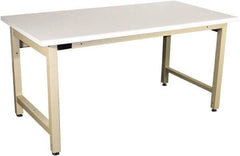 Proline - 72 Wide x 30" Deep x 36" High, Plastic Laminate Workbench - Adjustable Height Legs, Beige - Exact Industrial Supply