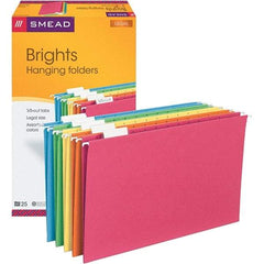 SMEAD - 14-5/8 x 9-1/2", Legal, Assorted Colors, Hanging File Folder - 11 Point Stock, 1/5 Tab Cut Location - Exact Industrial Supply
