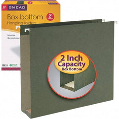 SMEAD - 12-1/4 x 9-1/2", Letter Size, Standard Green, Hanging File Folders with Box Bottom - 11 Point Stock - Exact Industrial Supply
