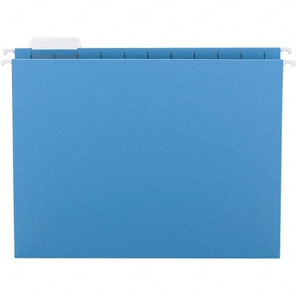 SMEAD - 12-1/4 x 9-1/2", Letter Size, Blue, Hanging File Folder - 11 Point Stock, 1/5 Tab Cut Location - Exact Industrial Supply