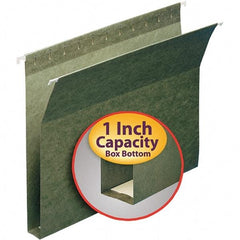 SMEAD - 12-1/4 x 9-1/2", Letter Size, Standard Green, Hanging File Folders with Box Bottom - 11 Point Stock - Exact Industrial Supply