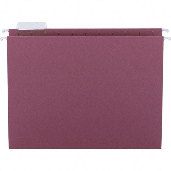 SMEAD - 12-1/4 x 9-1/2", Letter Size, Maroon, Hanging File Folder - 11 Point Stock, 1/5 Tab Cut Location - Exact Industrial Supply