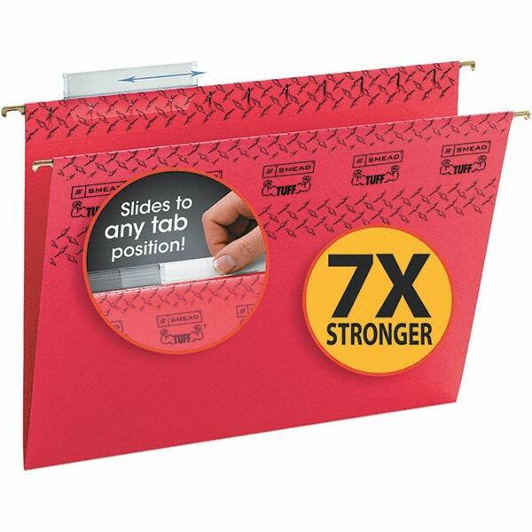 SMEAD - 12-1/4 x 9-1/2", Letter Size, Red, Hanging File Folder - 11 Point Stock, 1/3 Tab Cut Location - Exact Industrial Supply