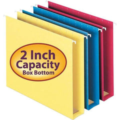 SMEAD - 12-1/4 x 9-1/2", Letter Size, Assorted Colors, Hanging File Folders with Box Bottom - 11 Point Stock, 1/5 Tab Cut Location - Exact Industrial Supply