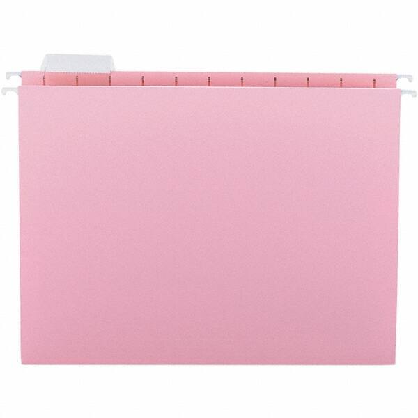 SMEAD - 12-1/4 x 9-1/2", Letter Size, Pink, Hanging File Folder - 11 Point Stock, 1/5 Tab Cut Location - Exact Industrial Supply