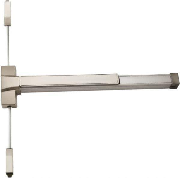 Ability One - Fire Rated, Nonhanded, Heavy Duty Vertical Rod - Satin Stainless Steel Finish - Exact Industrial Supply
