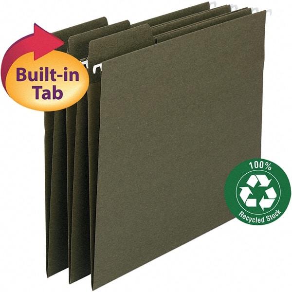 SMEAD - 12-1/4 x 9-1/2", Letter Size, Standard Green, Hanging File Folder - 11 Point Stock, 1/3 Tab Cut Location - Exact Industrial Supply