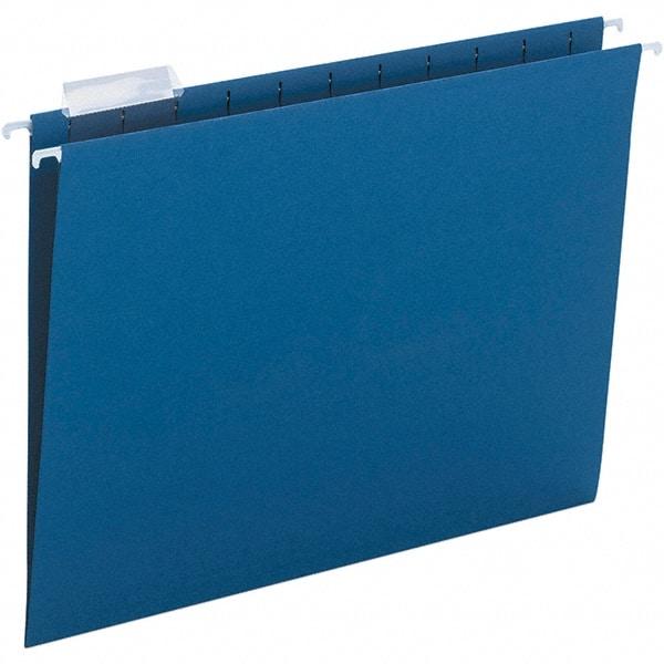 SMEAD - 12-1/4 x 9-1/2", Letter Size, Navy, Hanging File Folder - 11 Point Stock, 1/5 Tab Cut Location - Exact Industrial Supply