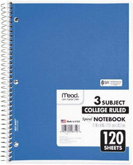 Mead - 120 Sheet, 8-1/2 x 11", College Ruled Spiral Bound Notebook - Assorted Colors - Exact Industrial Supply