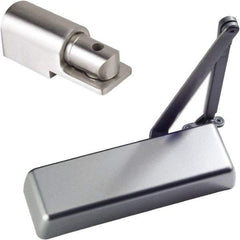 Ability One - 12" Closer Body Length, Commercial Grade 1 Door Closer Manual Damper - Aluminum Finish, Non-Handed - Exact Industrial Supply