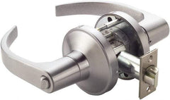 Ability One - Grade 1 Privacy Lever Lockset - 2-3/4" Back Set, Zinc, Satin Chrome Finish - Exact Industrial Supply