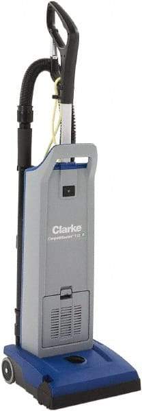 Clarke - Single Motor Upright Vacuum Cleaner - 11-1/2" Cleaning Width, 9" Amps, Ergonomic Handle - Exact Industrial Supply