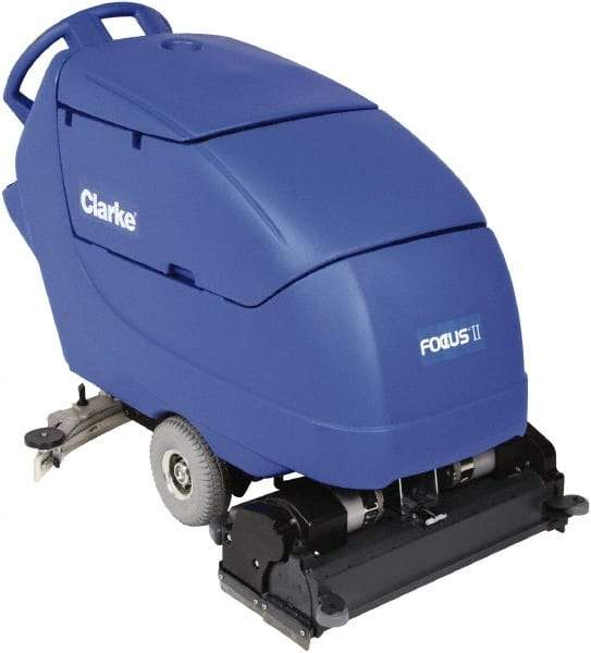 Clarke - 28" Cleaning Width, Battery Powered Floor Scrubber - 0.81 hp, 613 RPM, 23 Gal Tank Capacity - Exact Industrial Supply
