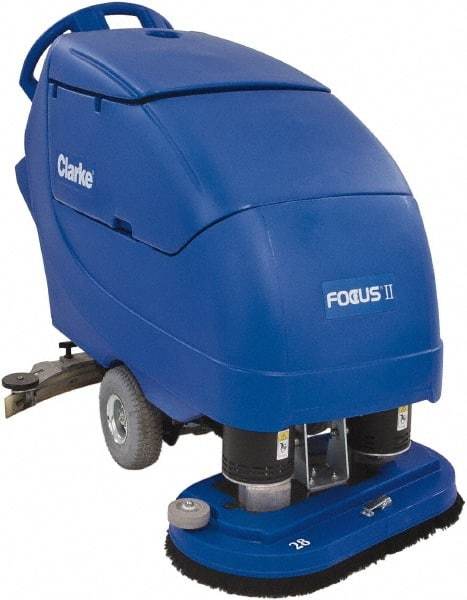Clarke - 34" Cleaning Width, Battery Powered Floor Scrubber - 0.75 hp, 200 RPM, 23 Gal Tank Capacity - Exact Industrial Supply