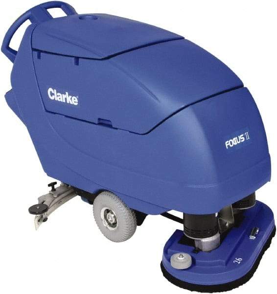 Clarke - 26" Cleaning Width, Battery Powered Floor Scrubber - 0.75 hp, 200 RPM, 23 Gal Tank Capacity - Exact Industrial Supply