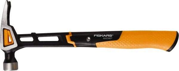 Fiskars - 16 oz Head, Straight Nail Hammer - 13-1/2" OAL, Forged Steel Head, 1-3/16" Face Diam, Smooth Face - Exact Industrial Supply